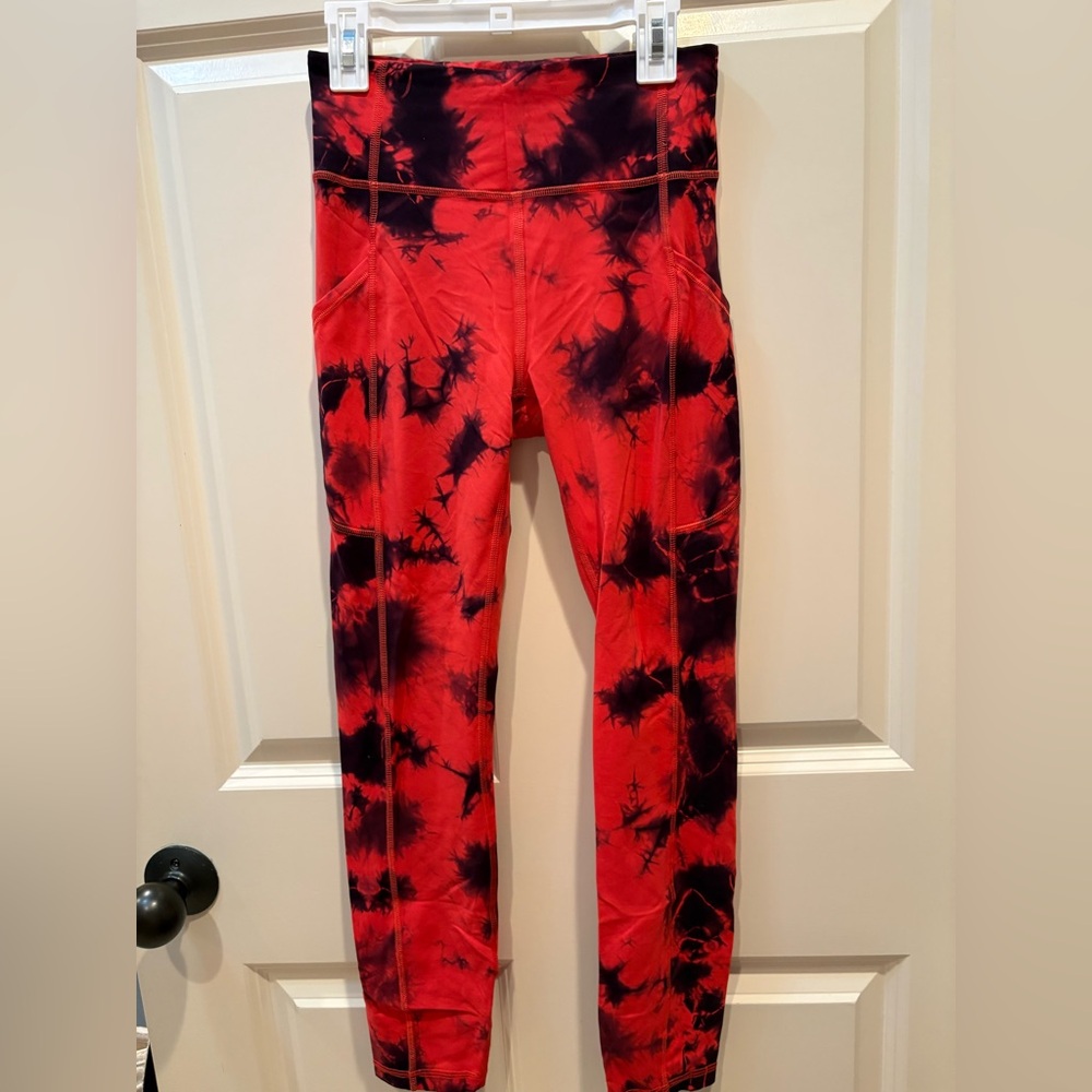 lululemon athletica Red and Black Tie-Dye Leggings